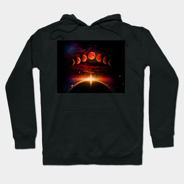 Blood Moon Space Scene Hoodie by shaireproductions